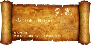 Füleki Miron névjegykártya